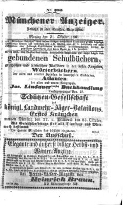 Münchener Anzeiger (Münchner neueste Nachrichten) Montag 21. Oktober 1861