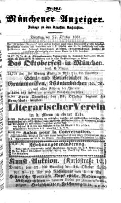 Münchener Anzeiger (Münchner neueste Nachrichten) Dienstag 22. Oktober 1861