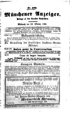 Münchener Anzeiger (Münchner neueste Nachrichten) Mittwoch 23. Oktober 1861