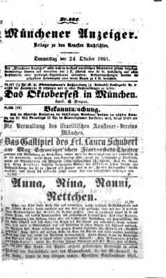 Münchener Anzeiger (Münchner neueste Nachrichten) Donnerstag 24. Oktober 1861