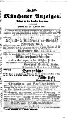 Münchener Anzeiger (Münchner neueste Nachrichten) Freitag 25. Oktober 1861