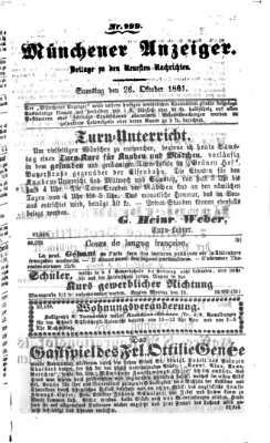 Münchener Anzeiger (Münchner neueste Nachrichten) Samstag 26. Oktober 1861