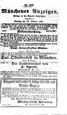 Münchener Anzeiger (Münchner neueste Nachrichten) Sonntag 27. Oktober 1861