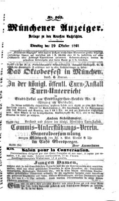 Münchener Anzeiger (Münchner neueste Nachrichten) Dienstag 29. Oktober 1861