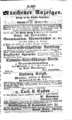 Münchener Anzeiger (Münchner neueste Nachrichten) Mittwoch 30. Oktober 1861