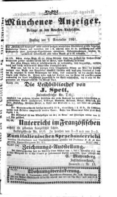 Münchener Anzeiger (Münchner neueste Nachrichten) Freitag 1. November 1861