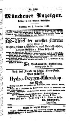 Münchener Anzeiger (Münchner neueste Nachrichten) Samstag 2. November 1861