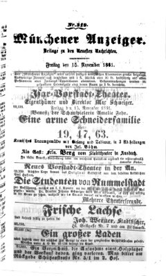 Münchener Anzeiger (Münchner neueste Nachrichten) Freitag 15. November 1861