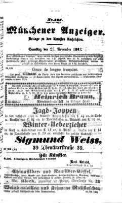 Münchener Anzeiger (Münchner neueste Nachrichten) Samstag 23. November 1861