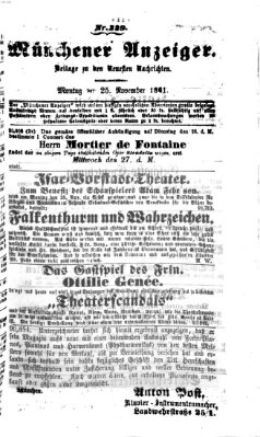 Münchener Anzeiger (Münchner neueste Nachrichten) Montag 25. November 1861