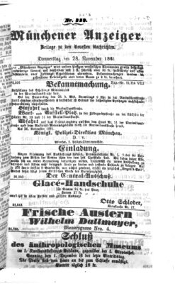 Münchener Anzeiger (Münchner neueste Nachrichten) Donnerstag 28. November 1861