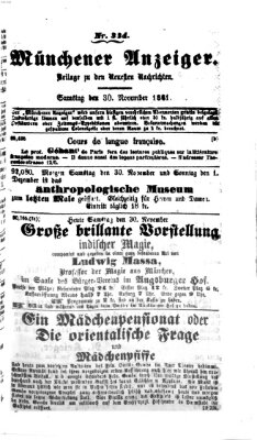 Münchener Anzeiger (Münchner neueste Nachrichten) Samstag 30. November 1861