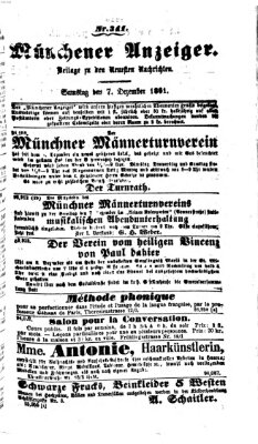 Münchener Anzeiger (Münchner neueste Nachrichten) Samstag 7. Dezember 1861