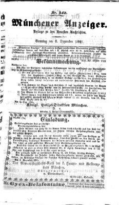 Münchener Anzeiger (Münchner neueste Nachrichten) Sonntag 8. Dezember 1861