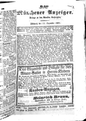 Münchener Anzeiger (Münchner neueste Nachrichten) Mittwoch 11. Dezember 1861