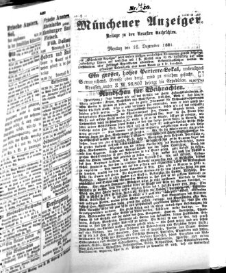 Münchener Anzeiger (Münchner neueste Nachrichten) Montag 16. Dezember 1861