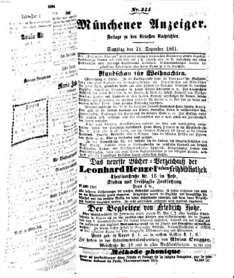 Münchener Anzeiger (Münchner neueste Nachrichten) Samstag 21. Dezember 1861