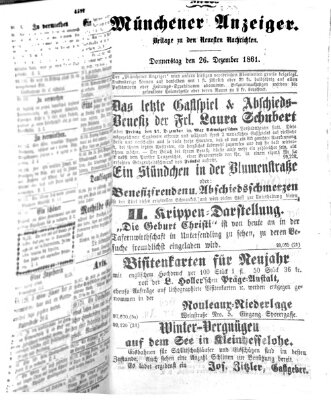 Münchener Anzeiger (Münchner neueste Nachrichten) Donnerstag 26. Dezember 1861