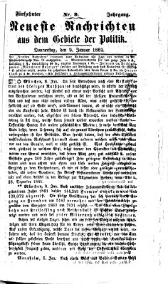 Neueste Nachrichten aus dem Gebiete der Politik (Münchner neueste Nachrichten) Donnerstag 9. Januar 1862