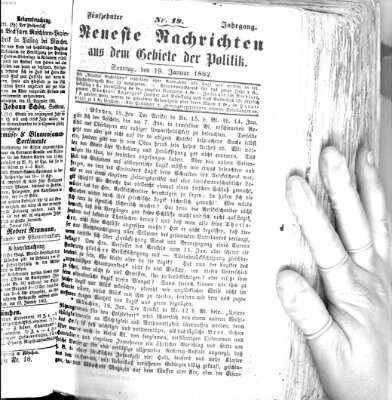 Neueste Nachrichten aus dem Gebiete der Politik (Münchner neueste Nachrichten) Sonntag 19. Januar 1862