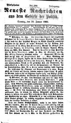 Neueste Nachrichten aus dem Gebiete der Politik (Münchner neueste Nachrichten) Sonntag 26. Januar 1862