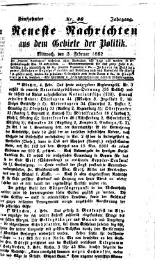 Neueste Nachrichten aus dem Gebiete der Politik (Münchner neueste Nachrichten) Mittwoch 5. Februar 1862