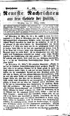 Neueste Nachrichten aus dem Gebiete der Politik (Münchner neueste Nachrichten) Dienstag 11. März 1862