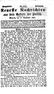 Neueste Nachrichten aus dem Gebiete der Politik (Münchner neueste Nachrichten) Mittwoch 10. September 1862