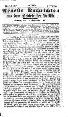 Neueste Nachrichten aus dem Gebiete der Politik (Münchner neueste Nachrichten) Mittwoch 24. September 1862