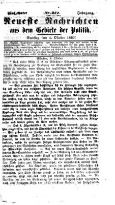 Neueste Nachrichten aus dem Gebiete der Politik (Münchner neueste Nachrichten) Samstag 4. Oktober 1862