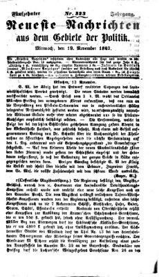 Neueste Nachrichten aus dem Gebiete der Politik (Münchner neueste Nachrichten) Mittwoch 19. November 1862