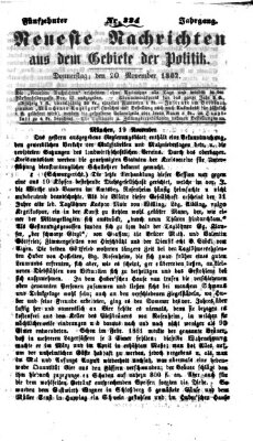 Neueste Nachrichten aus dem Gebiete der Politik (Münchner neueste Nachrichten) Donnerstag 20. November 1862