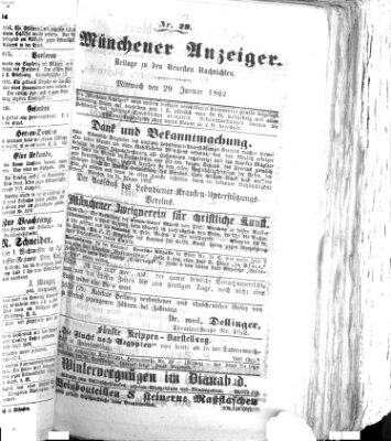 Münchener Anzeiger (Münchner neueste Nachrichten) Mittwoch 29. Januar 1862