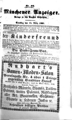 Münchener Anzeiger (Münchner neueste Nachrichten) Samstag 15. März 1862