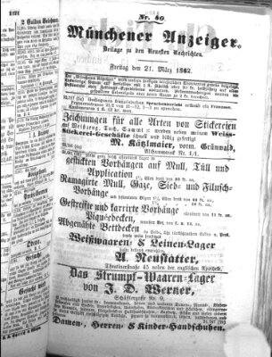 Münchener Anzeiger (Münchner neueste Nachrichten) Freitag 21. März 1862