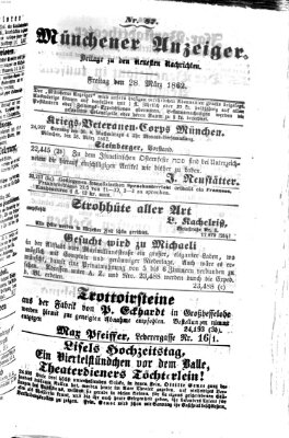 Münchener Anzeiger (Münchner neueste Nachrichten) Freitag 28. März 1862