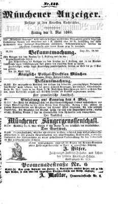 Münchener Anzeiger (Münchner neueste Nachrichten) Freitag 2. Mai 1862