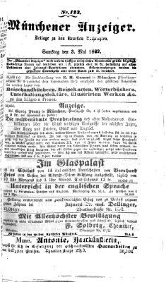 Münchener Anzeiger (Münchner neueste Nachrichten) Samstag 3. Mai 1862