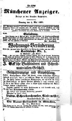 Münchener Anzeiger (Münchner neueste Nachrichten) Sonntag 4. Mai 1862