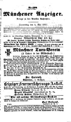 Münchener Anzeiger (Münchner neueste Nachrichten) Donnerstag 8. Mai 1862