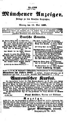 Münchener Anzeiger (Münchner neueste Nachrichten) Montag 19. Mai 1862