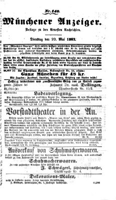 Münchener Anzeiger (Münchner neueste Nachrichten) Dienstag 20. Mai 1862