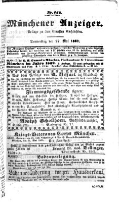 Münchener Anzeiger (Münchner neueste Nachrichten) Donnerstag 22. Mai 1862