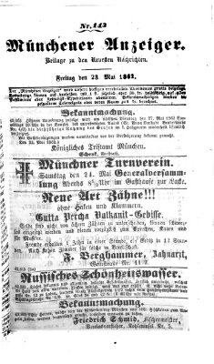 Münchener Anzeiger (Münchner neueste Nachrichten) Freitag 23. Mai 1862