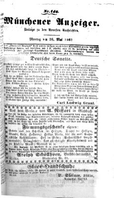 Münchener Anzeiger (Münchner neueste Nachrichten) Montag 26. Mai 1862