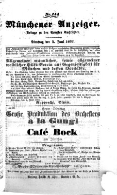 Münchener Anzeiger (Münchner neueste Nachrichten) Dienstag 3. Juni 1862