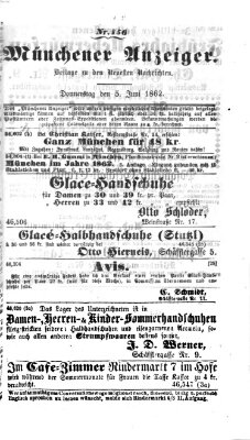 Münchener Anzeiger (Münchner neueste Nachrichten) Donnerstag 5. Juni 1862