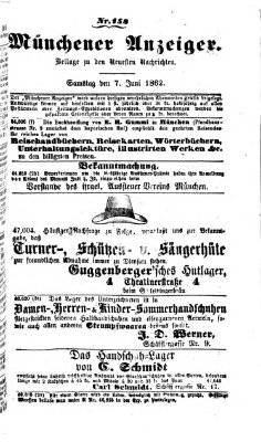 Münchener Anzeiger (Münchner neueste Nachrichten) Samstag 7. Juni 1862