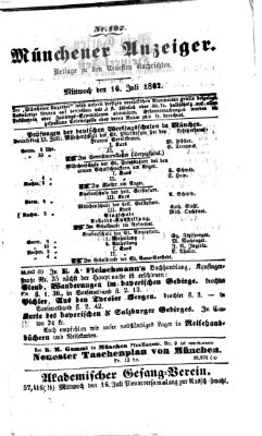 Münchener Anzeiger (Münchner neueste Nachrichten) Mittwoch 16. Juli 1862