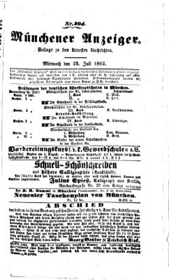 Münchener Anzeiger (Münchner neueste Nachrichten) Mittwoch 23. Juli 1862